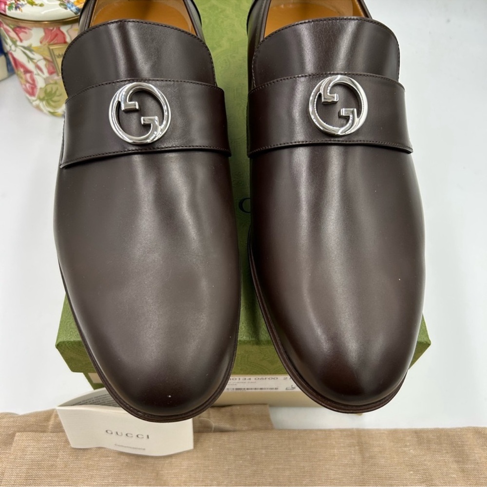 Men’s Gucci interlocking G leather loafer size 13 made in Italy - Picture 2 of 9